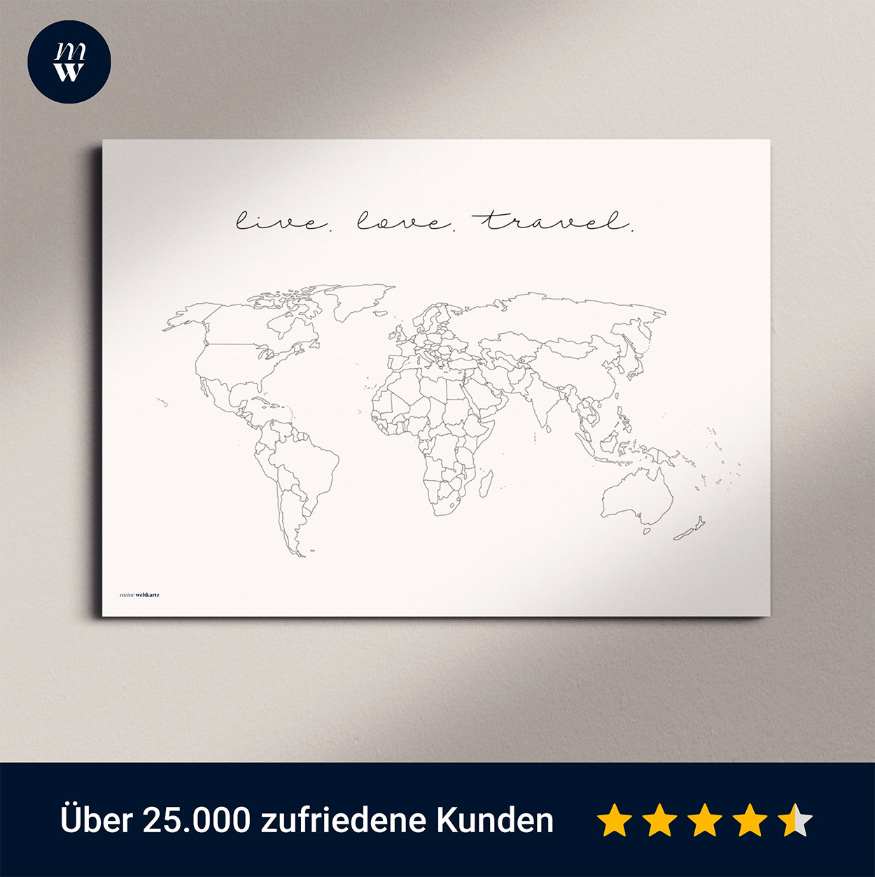 Weltkarte "Live.Love.Travel"