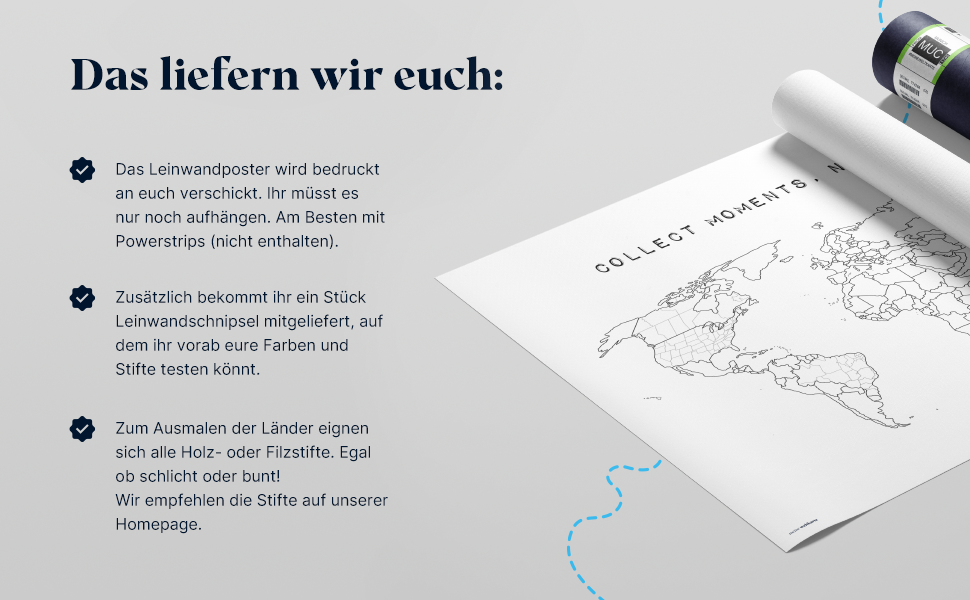 Weltkarte "Collect moments, not things" - wie neu