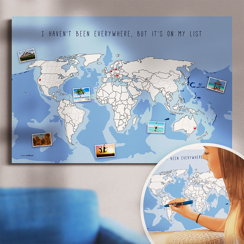 Weltkarte "I haven't been everywhere..."